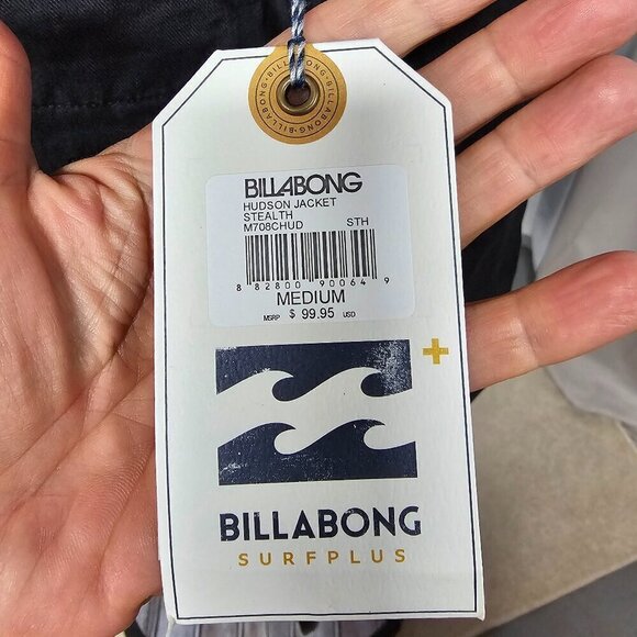 NWT Billabong Stealth Hudson Dark Gray Unisex Button Canvas Utility Jacket M - Picture 13 of 16